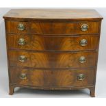 A 19th century mahogany bow front chest of drawers, composed of four graduated drawers, boxwood