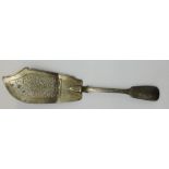 A Victorian fiddle pattern fish slice, by Henry Holland, London 1843, with pierced blade,