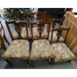 A set of four plus two Edwardian inlaid dining chairs (6)