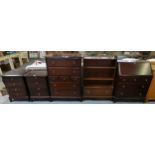 Stag Minstrel - bureau open bookcase with single drawer, a pair of four height chests and a four