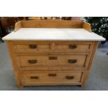 A Victorian pine marble topped washstand with two short over two long drawers 106cmx57cmx78cm.