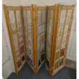 A five fold pine dressing screen with each fold comprising ten individual embroideries, the screen