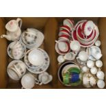 A Royal Doulton Pillar Rose pattern tea service for five place settings including tea pot and a