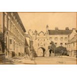 A black and white sketch of North Bar Within, Beverley