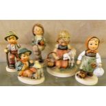 Five assorted Goebel figurines, to include Nos. 63, 109/0, 361, 562 and 651, c. 1980's (5).