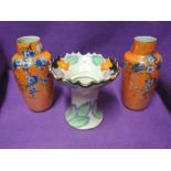 A selection of ceramics including Devon Lustre vase pair and Arthur Wood stand