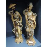 Two oriental style resin cast figures