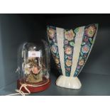 A vintage Arthur Wood vase and domed butterflys