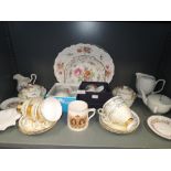 A selection of ceramics including Tuscan china tea cups and saucers