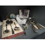 A selection of cutlery and flatware including boxed spoons