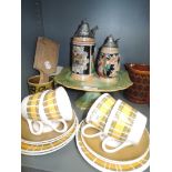 A selection of ceramics including Hornsea Pottery and butter paddles