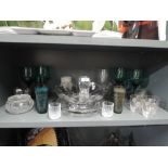 A selection of fine clear cut colour and crystal glass wears including Stuart