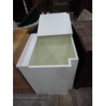 A white laminate linen box