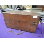 A treen box possibly for telescope or surveyors tool with paper badge reading T B Winter