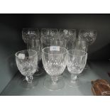 A selection of clear cut glass ware including wine and goblet