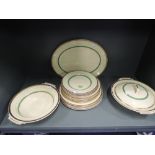 A selection of dinner and serving plates by Johnson bros in the Victorian pattern