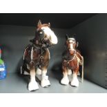 Two ceramic shire horse figures