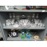 A selection of clear cut and crystal glass wares including Richardson