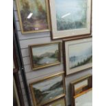 A selection of art works including oil on board