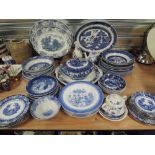 A selection of blue and white ware ceramics including Royal Doulton and Copenhagen