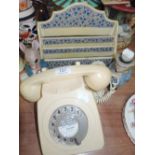 A plastic bodied telephone set P.O in cream