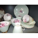 A part tea service by Royal Sheriton in the Hedge Rose pattern