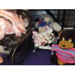 A selection of cuddly soft toys and teddies