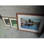 Three prints reclining ladies and canal scene