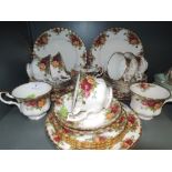 A part tea service by Royal Albert in the Old Country Roses pattern