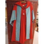 A vintage red and teal blue robe possibly clerical? Brilliantly bright and great condition.