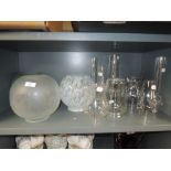 A selection of oil lamp and similar light shades including etched and mottled