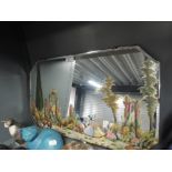 a hand painted art deco mirror with wild garden scene