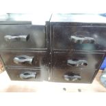 Two small chest of drawers with three drawers and black finish