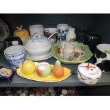A selection of ceramics including Carleton ware cruet set