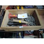 A selection of hammers and masonry tools