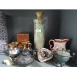 A selection of ceramics and lidded cast Koro