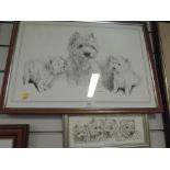 Two print of highland terrier dog