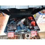 A Bosch power driver and drill set with battery and charger