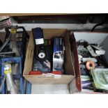 A selection of car maintenance items including car vac and pump