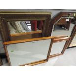 A selection of hall way mirrors including gilt effect and oak framed