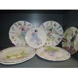A selection of cabinet display plates with oriental and Chinese designs including Baveria Germany