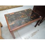 A vintage coffee table fashioned from printers blocks