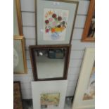 A selection of wall hangings and mirror