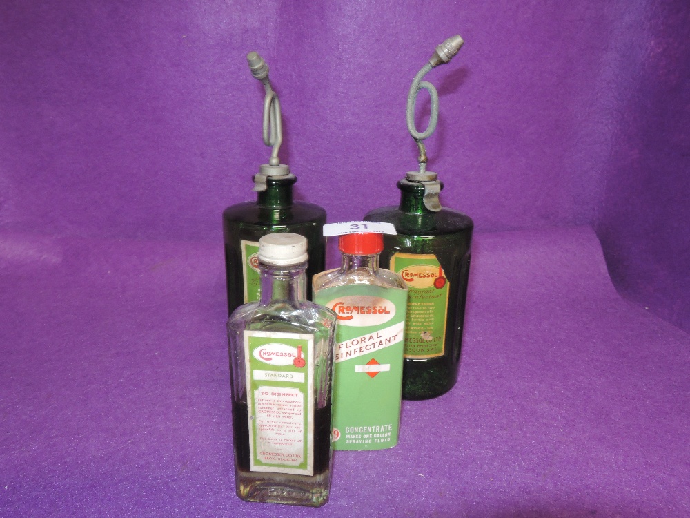 A selection of advertising bottles for Cromessol