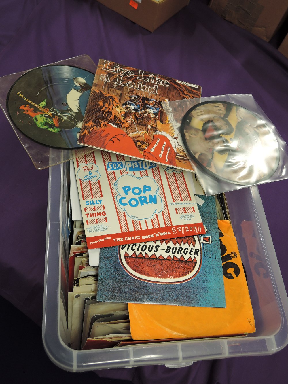 Large box of seven inch singles - various era's with some new wave / punk and 1970's interest