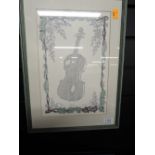 A print, Yitzchak Nachum, violin interest, 'praise' signed and numbered 208/290
