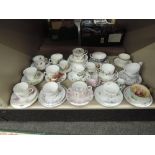 A selection of tea cups and saucers including Shelley triptych