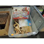 A selection of Brio wooden toy train track and accessories