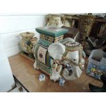 A selection of vintage ceramic Indian elephant plant or similar stands or figures