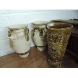 A selection of vintage ceramic vase including Roman style pair